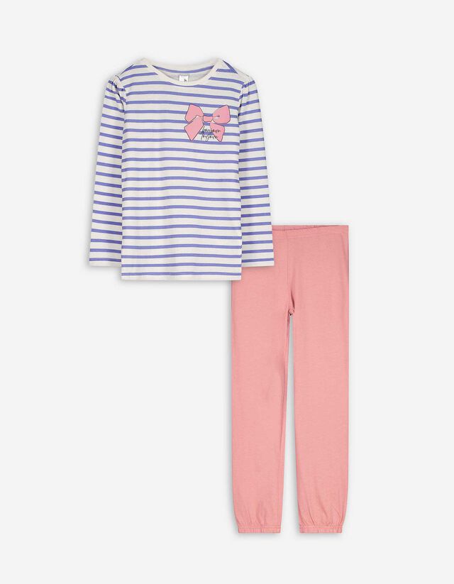 Pyjama Set aus Shirt und Hose - Mustermix - bronzefarben