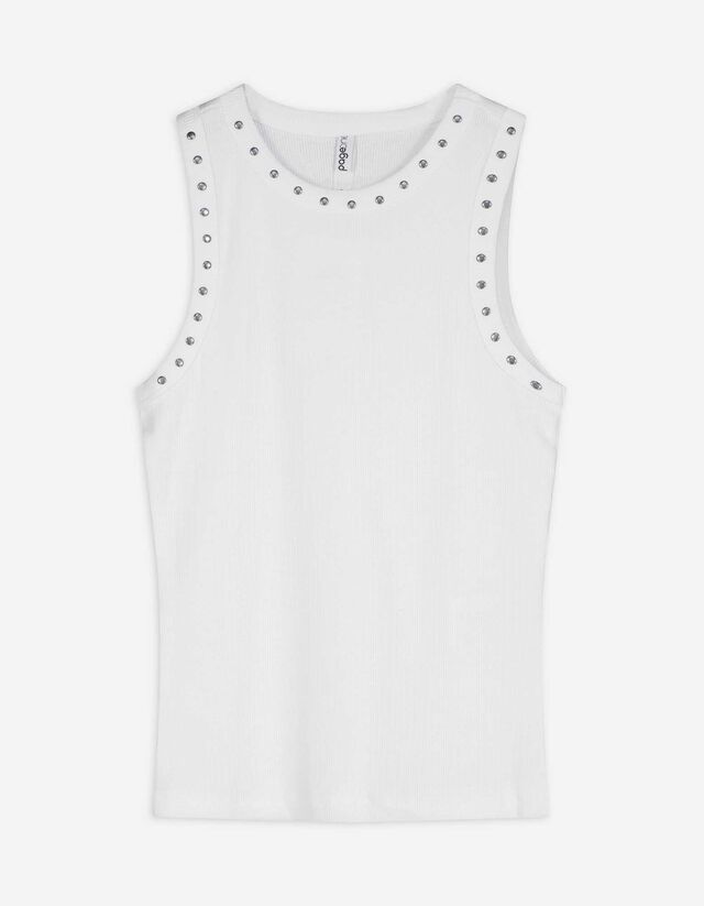 Top - Nietenbesatz - wei&szlig;