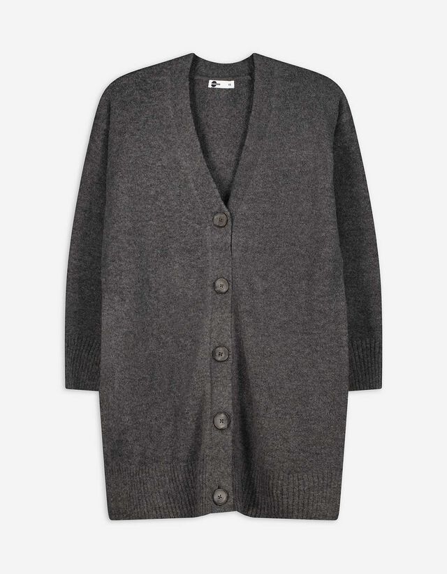 Longcardigan - V-Ausschnitt - grau