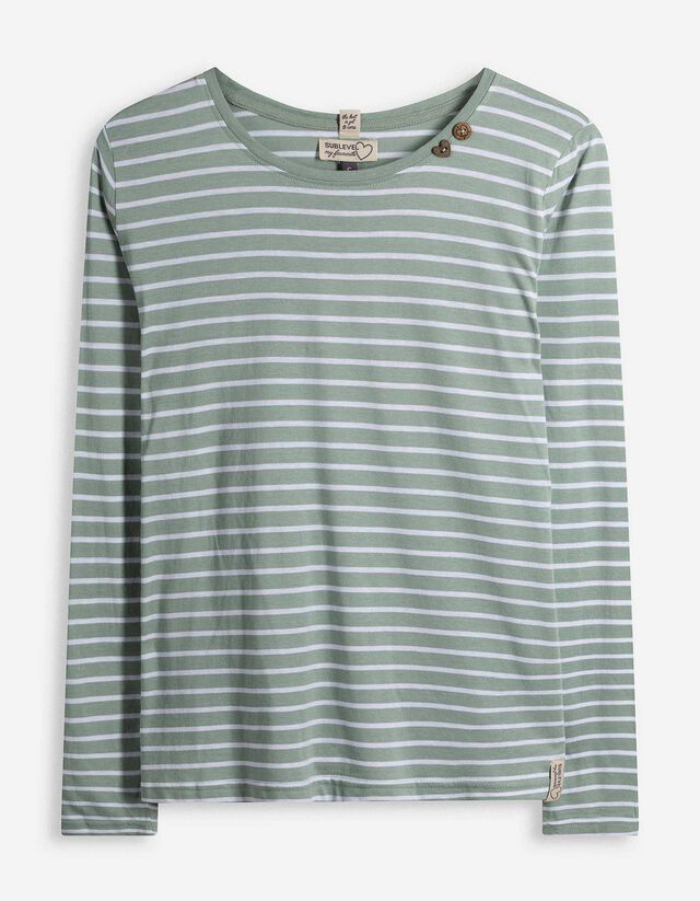 Langarmshirt - Zierkn&ouml;pfe - hellgr&uuml;n