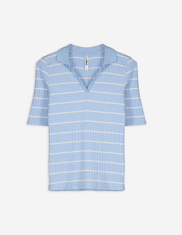 Poloshirt - Streifen - hellblau