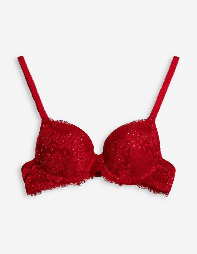 T-Shirt-BH - Paillettenbesatz - rot