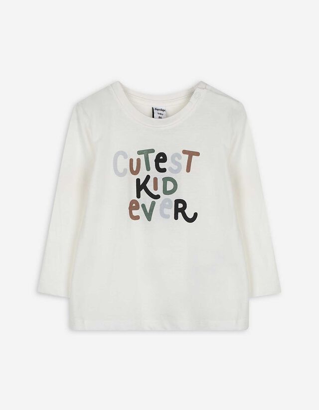 Langarmshirt - Print - wei&szlig;