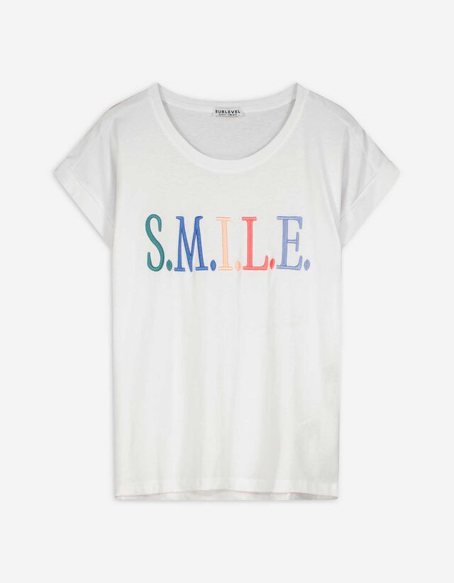 T-Shirt - Stickerei - wei&szlig;