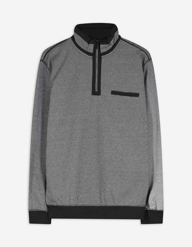 Sweatshirt - Stehkragen - schwarz