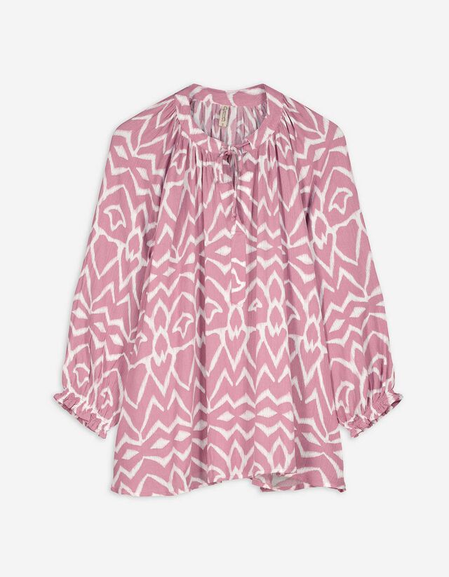 Bluse - Allover-Print - rosa