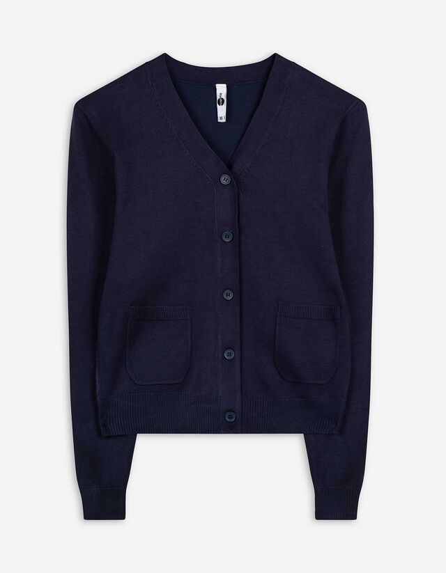 Strickjacke - Aufgesetze Taschen - dunkelblau