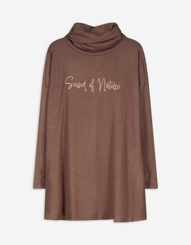 Langarmshirt - Stickerei - braun