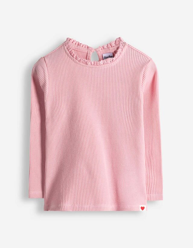 Langarmshirt - Waffelstruktur - rosa