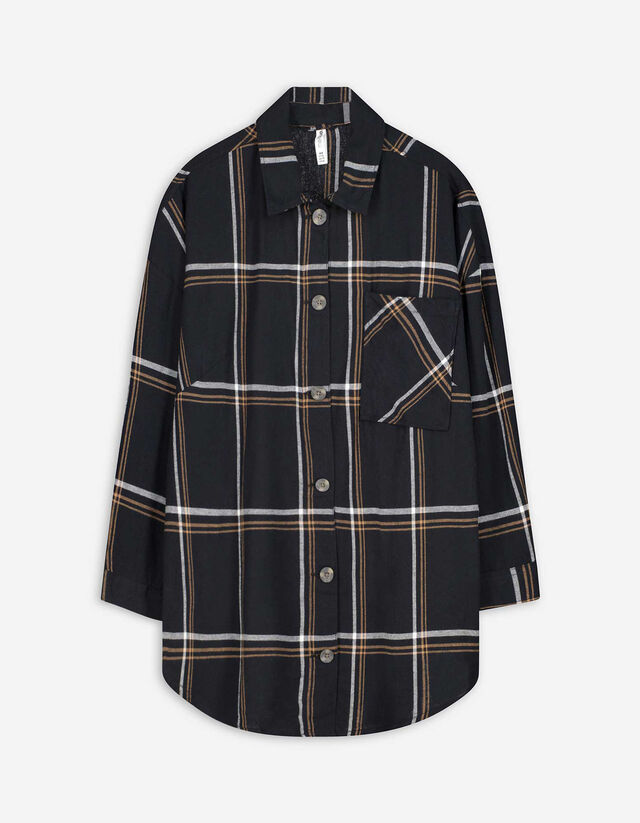 Longshirt - Hemdkragen - schwarz