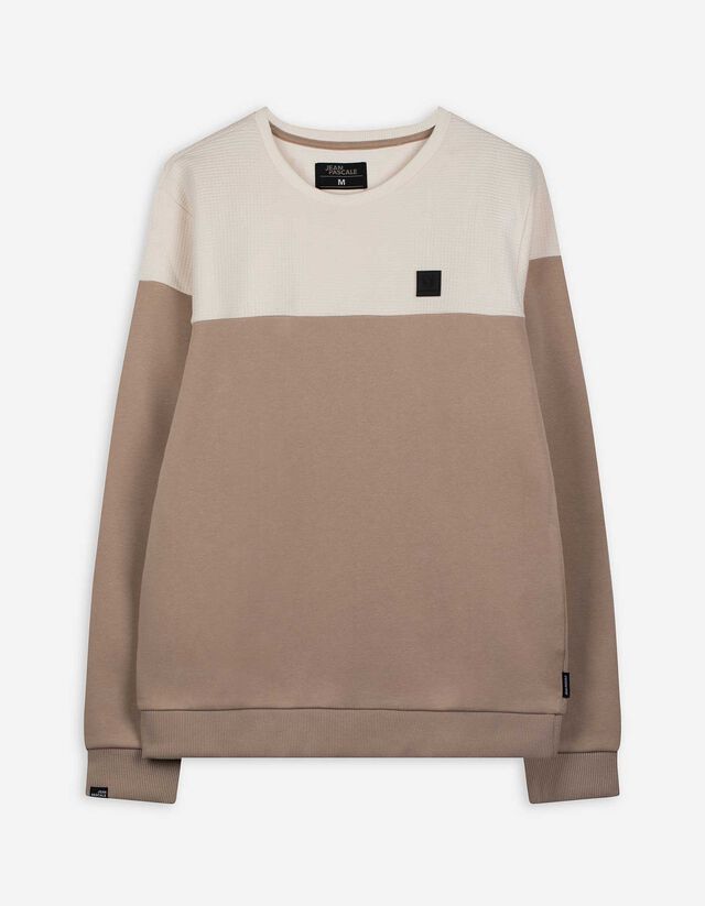 Sweatshirt - Color-Blocking - beige