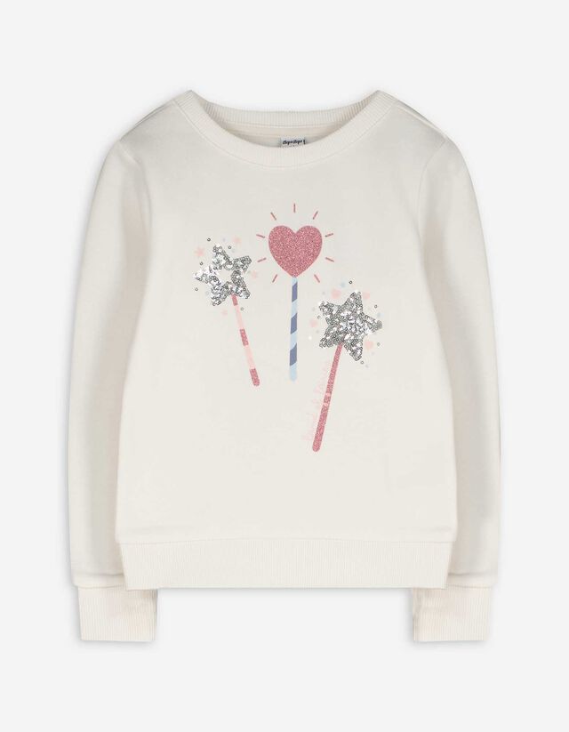 Sweatshirt - Paillettenbesatz - beige
