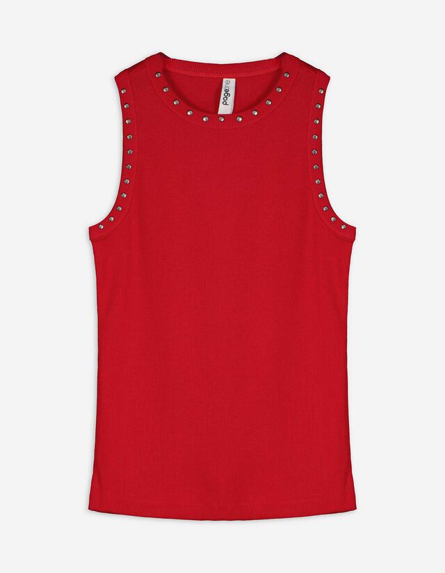 Top - Nietenbesatz - rot