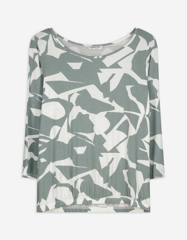 Langarmshirt - Allover-Print - gr&uuml;n