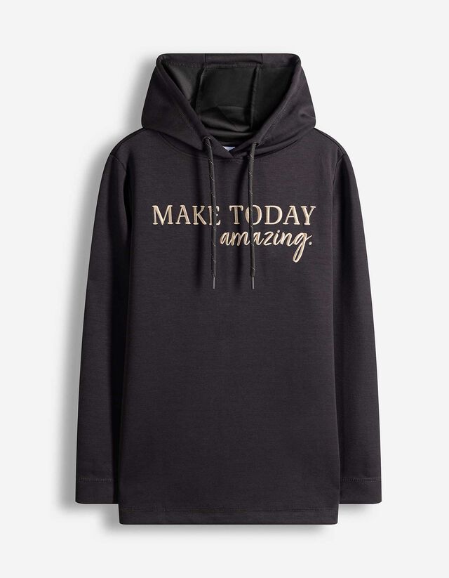 Langarmshirt - Messageprint - schwarz