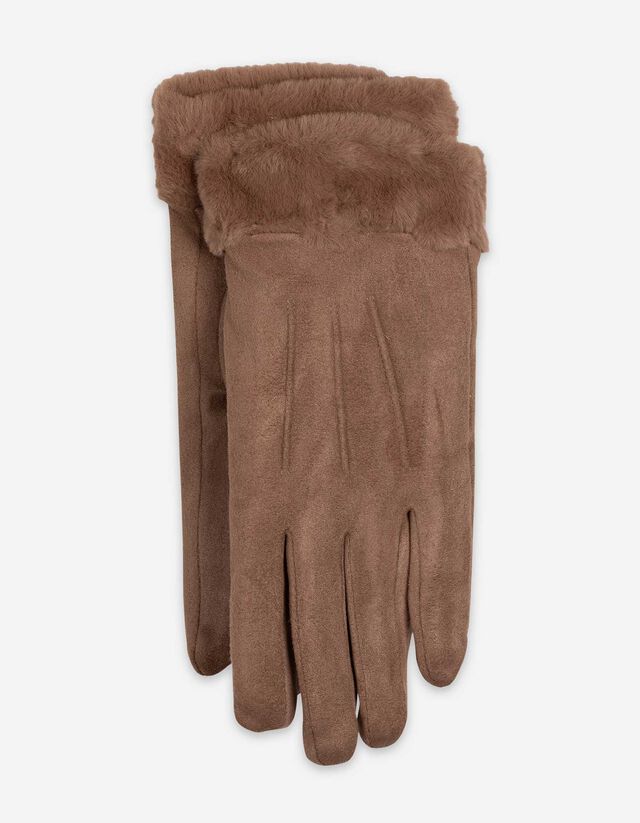 Handschuhe - Kunstleder - hellbraun