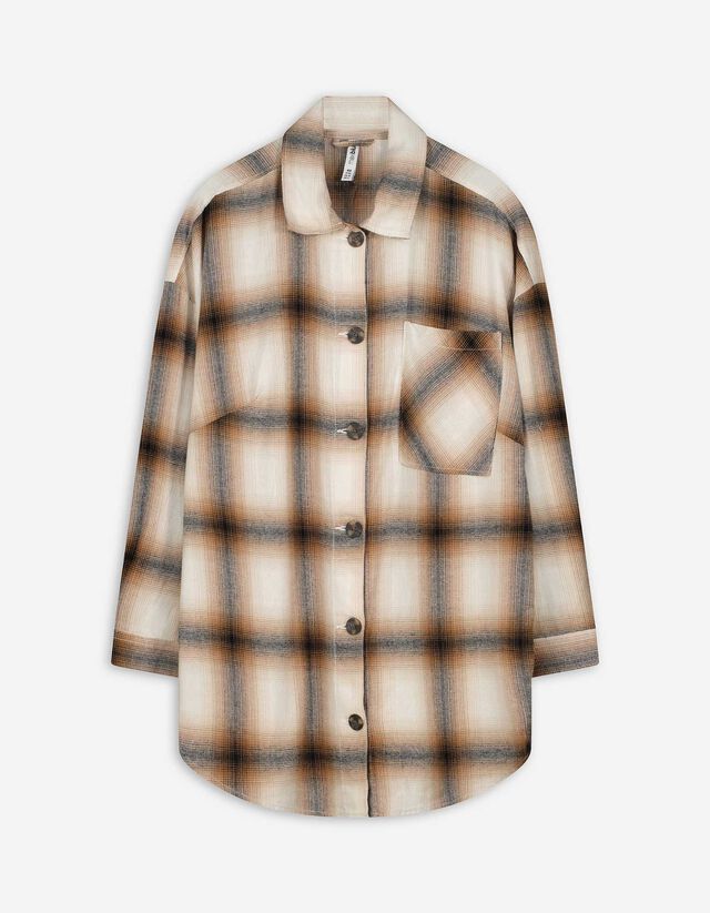 Longshirt - Hemdkragen - beige