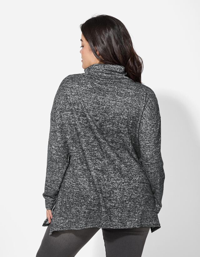 Langarmshirt - Stickerei - schwarz