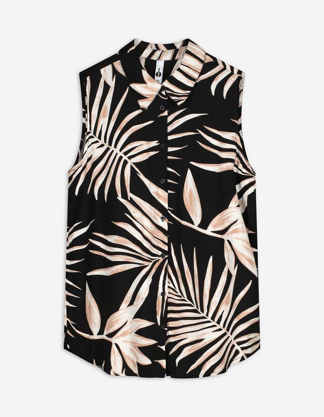 Blusentop - Allover-Print - schwarz