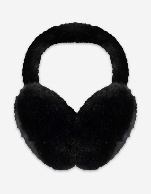Ohrenklappen - Kunstfell - schwarz
