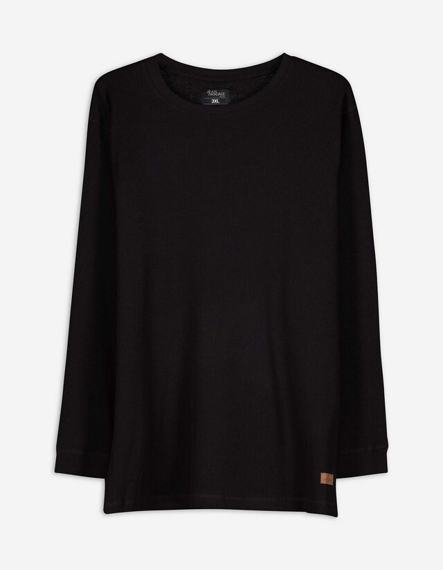 Langarmshirt - Baumwolle - schwarz