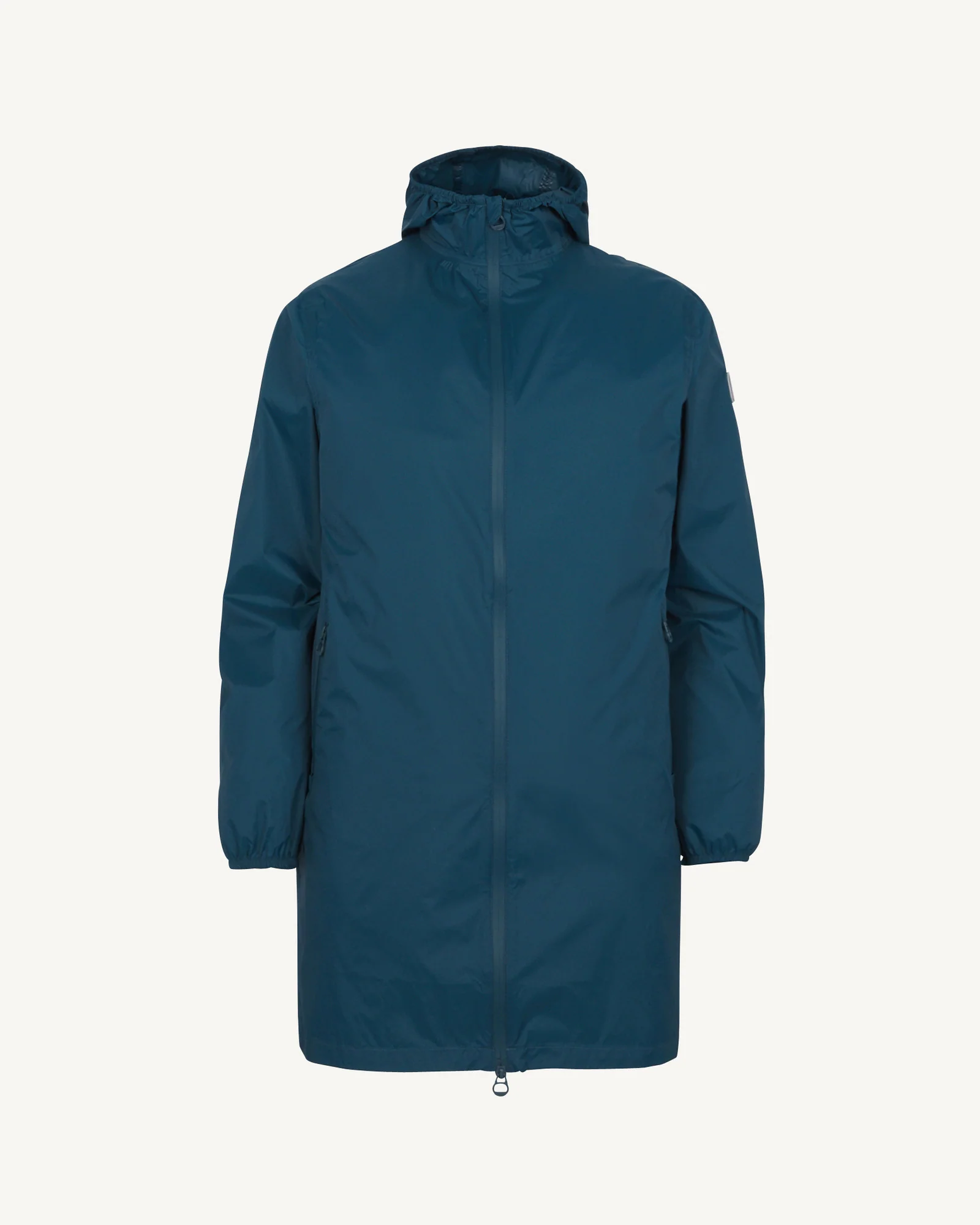 Long hooded raincoat packable Metal blue Oban