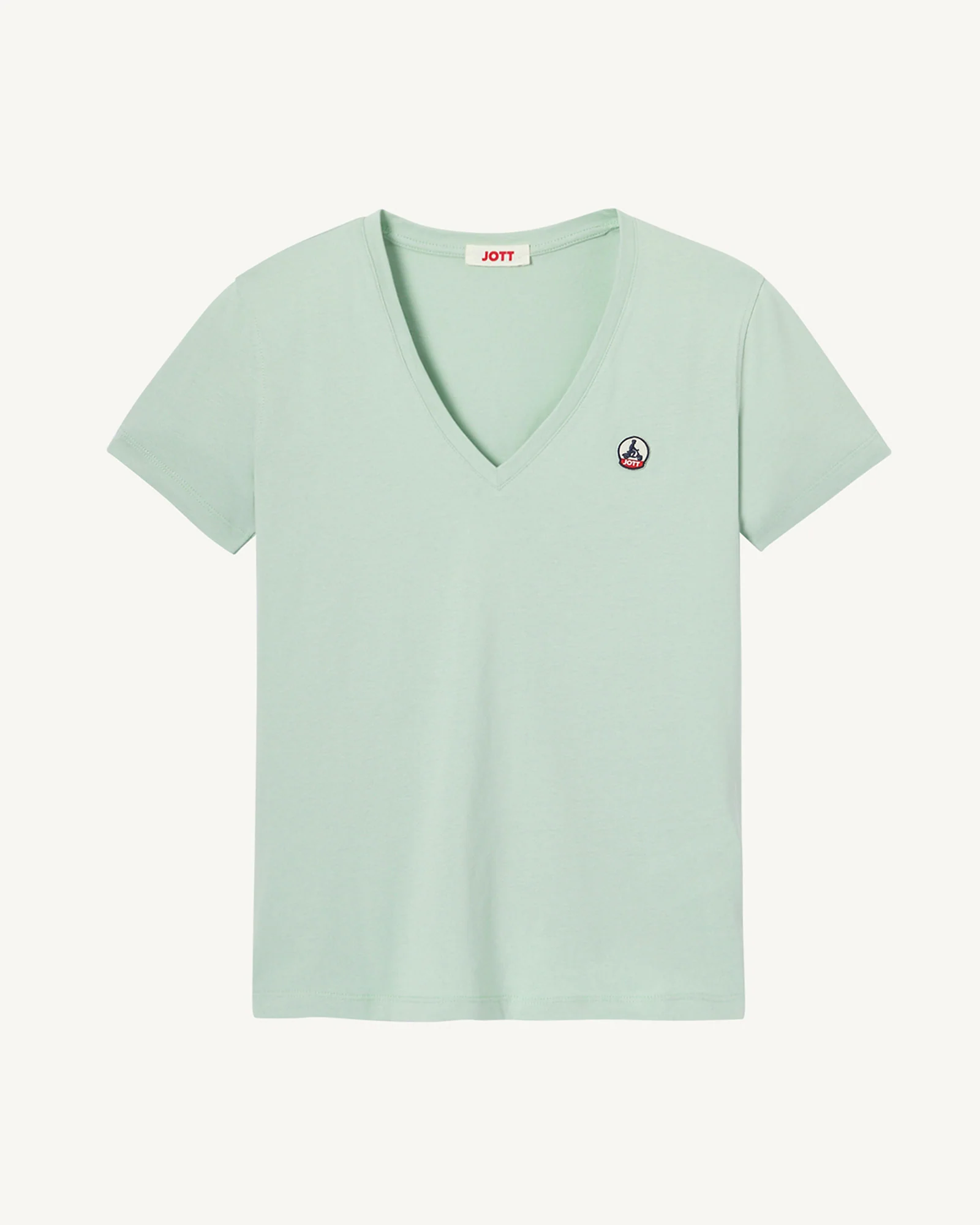 Plain V-neck T-shirt in organic cotton Peppermint Cancun 2.0