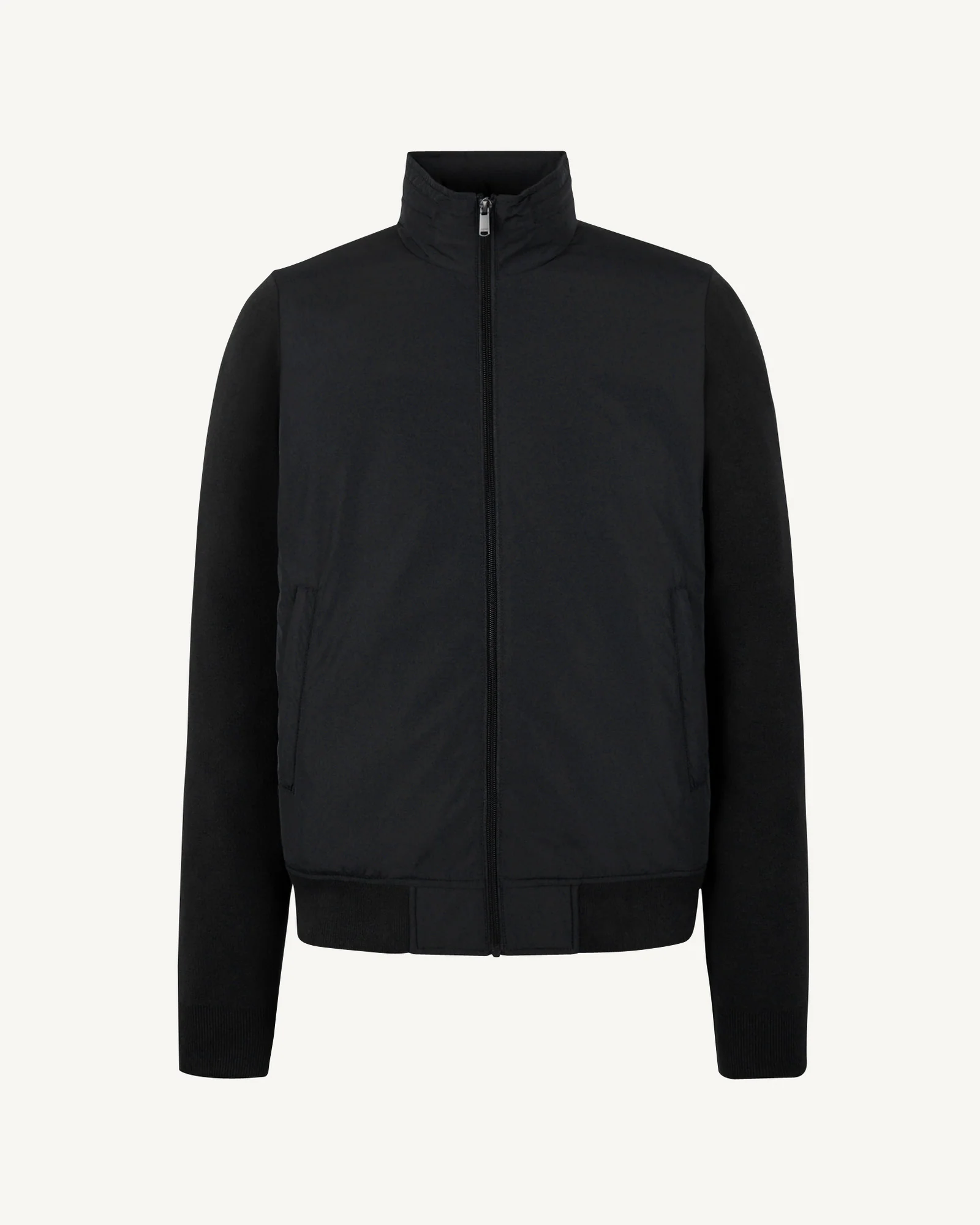 Two-material hooded jacket Black Bardenas