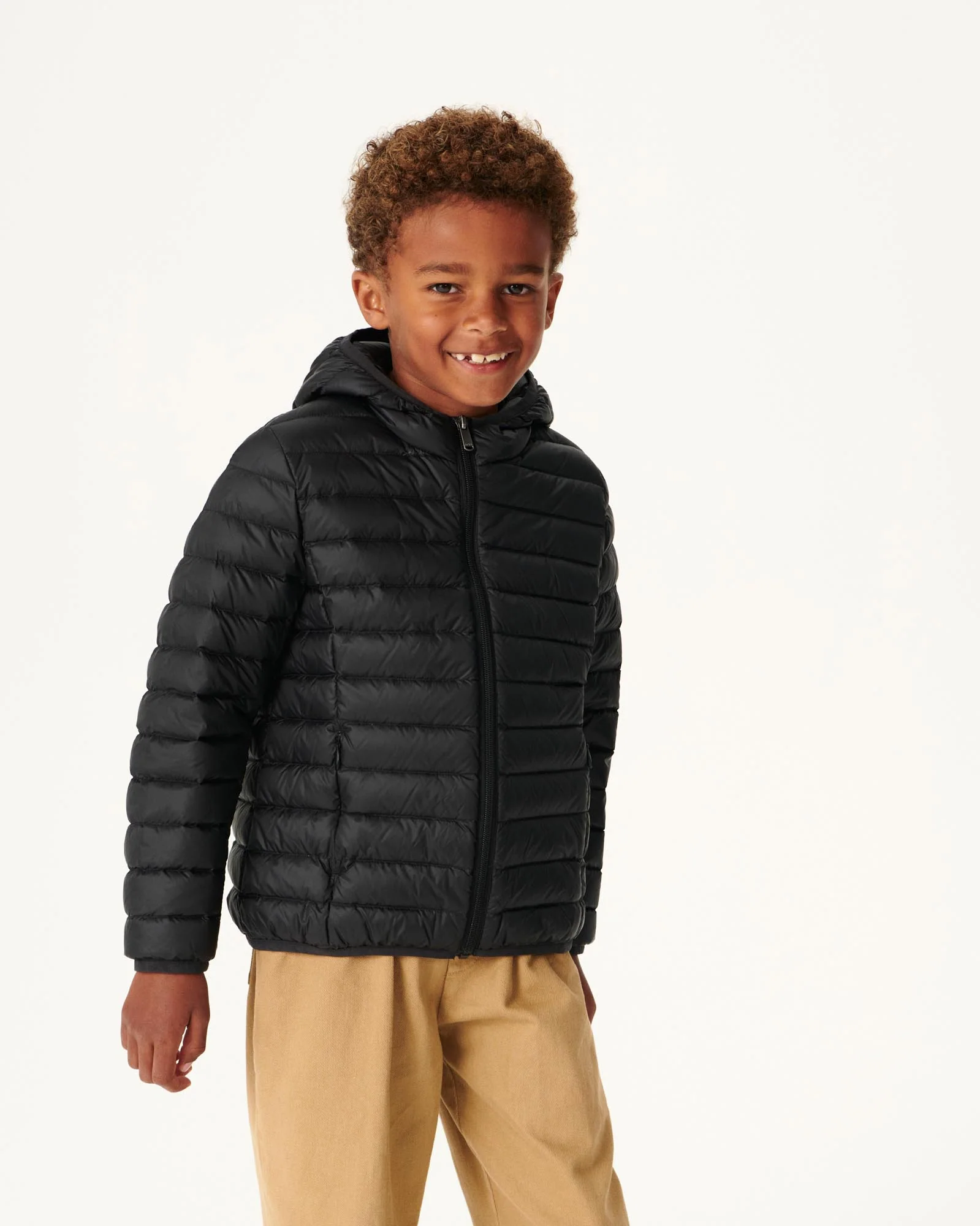 Children's lightweight hooded down jacket Black Hugo