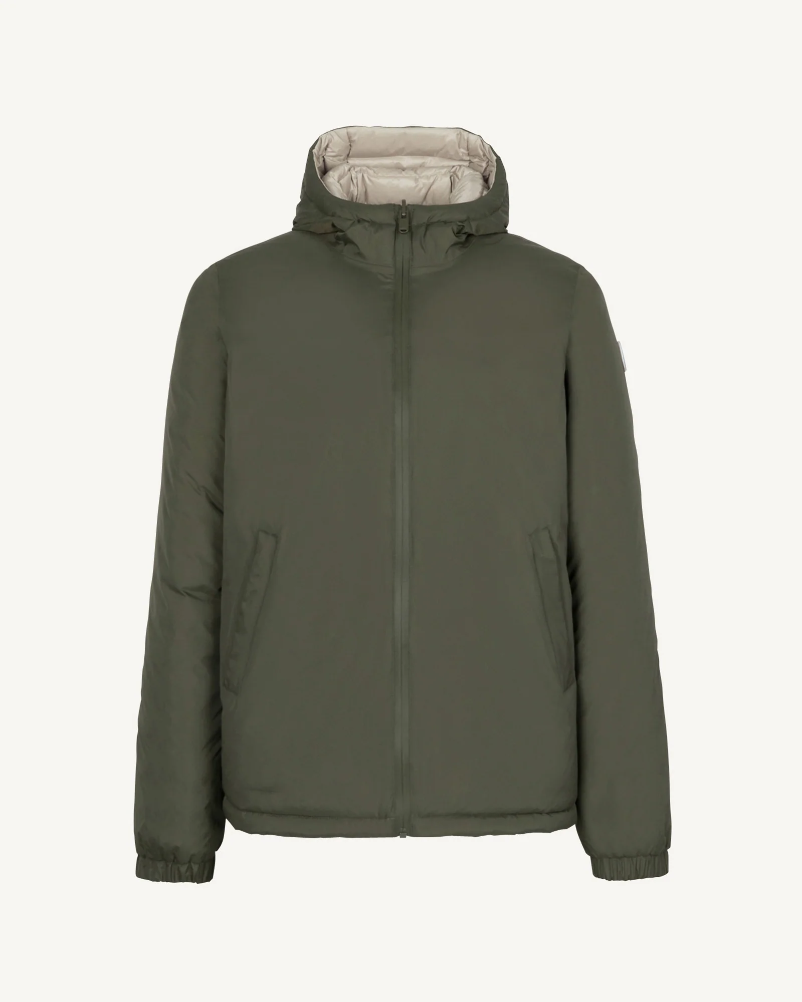 Down jacket reversible hoodie Army/Beige Bergen 2.0