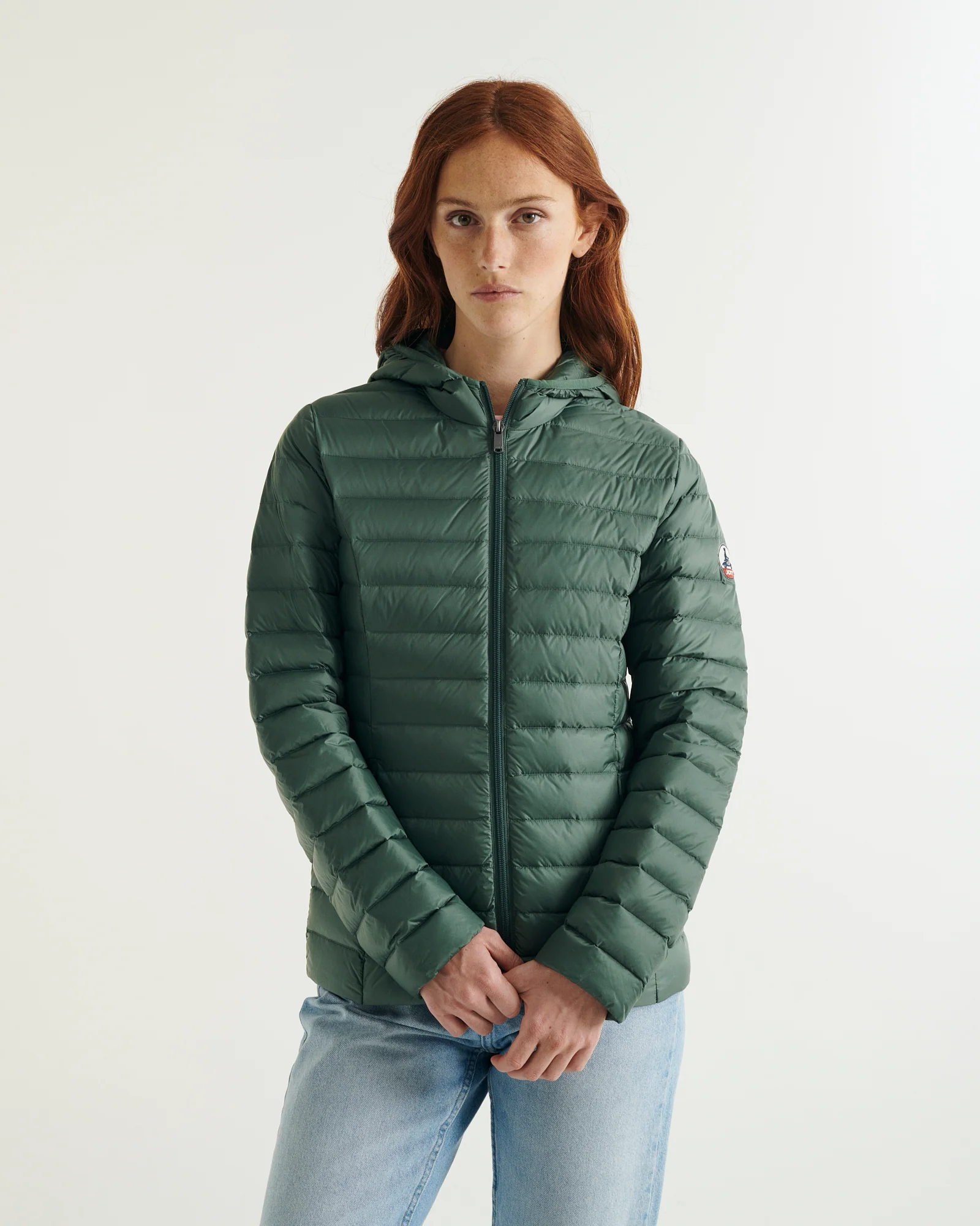 Down jacket light Celadon green Cloe hoodie