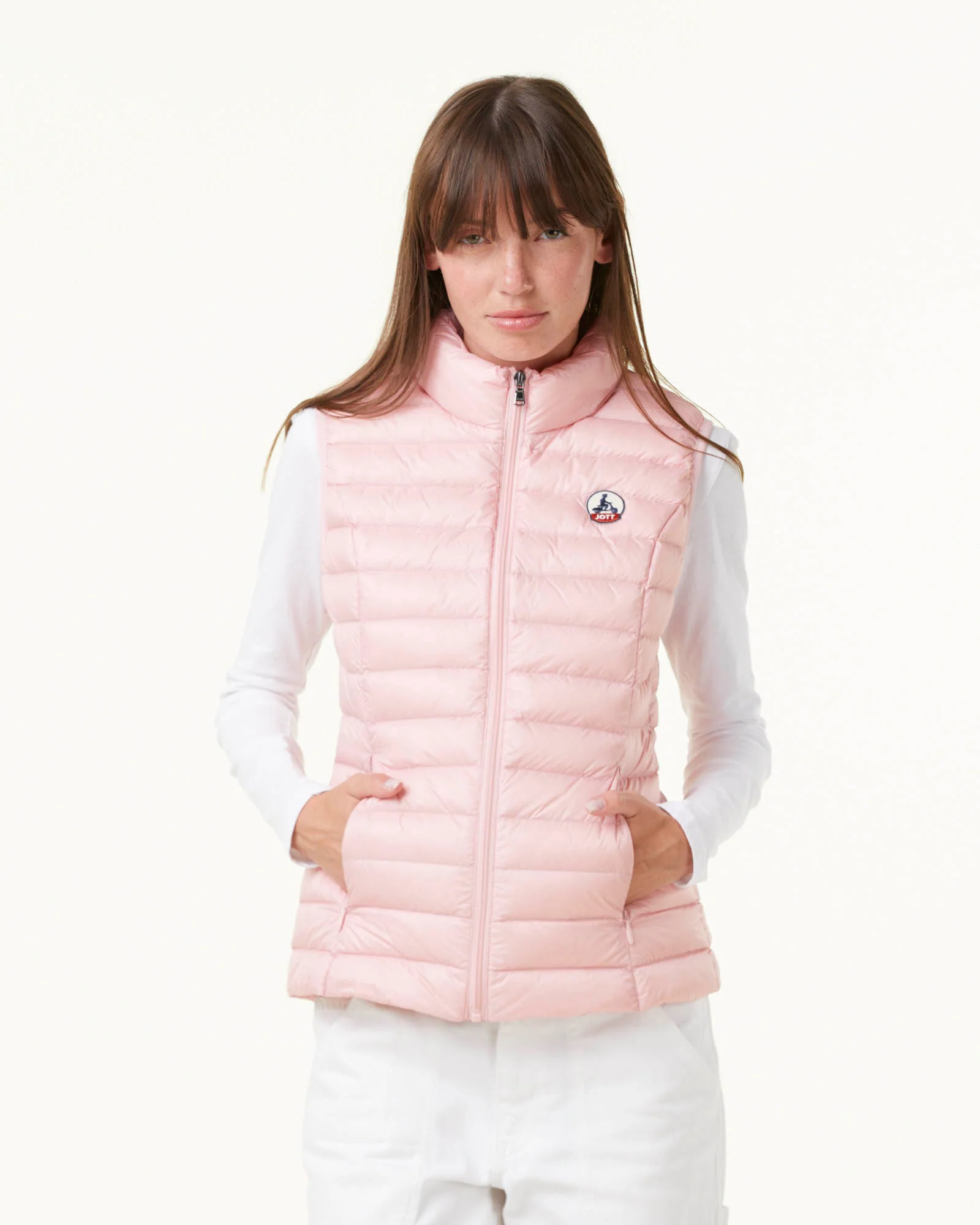 Down jacket light sleeveless Peach Pink Seda