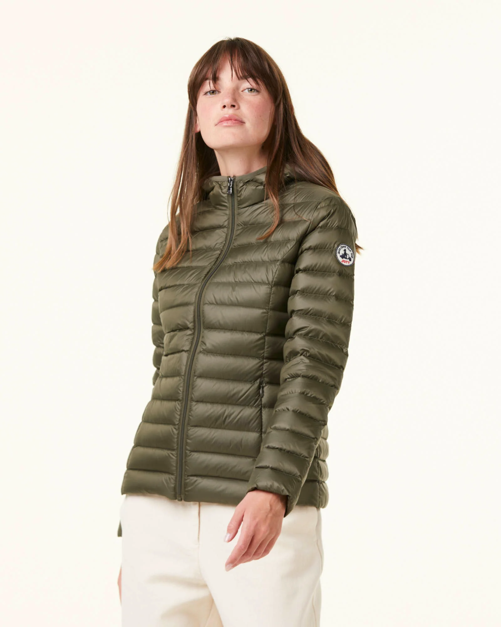 Lightweight hooded Army Cloe down jacket