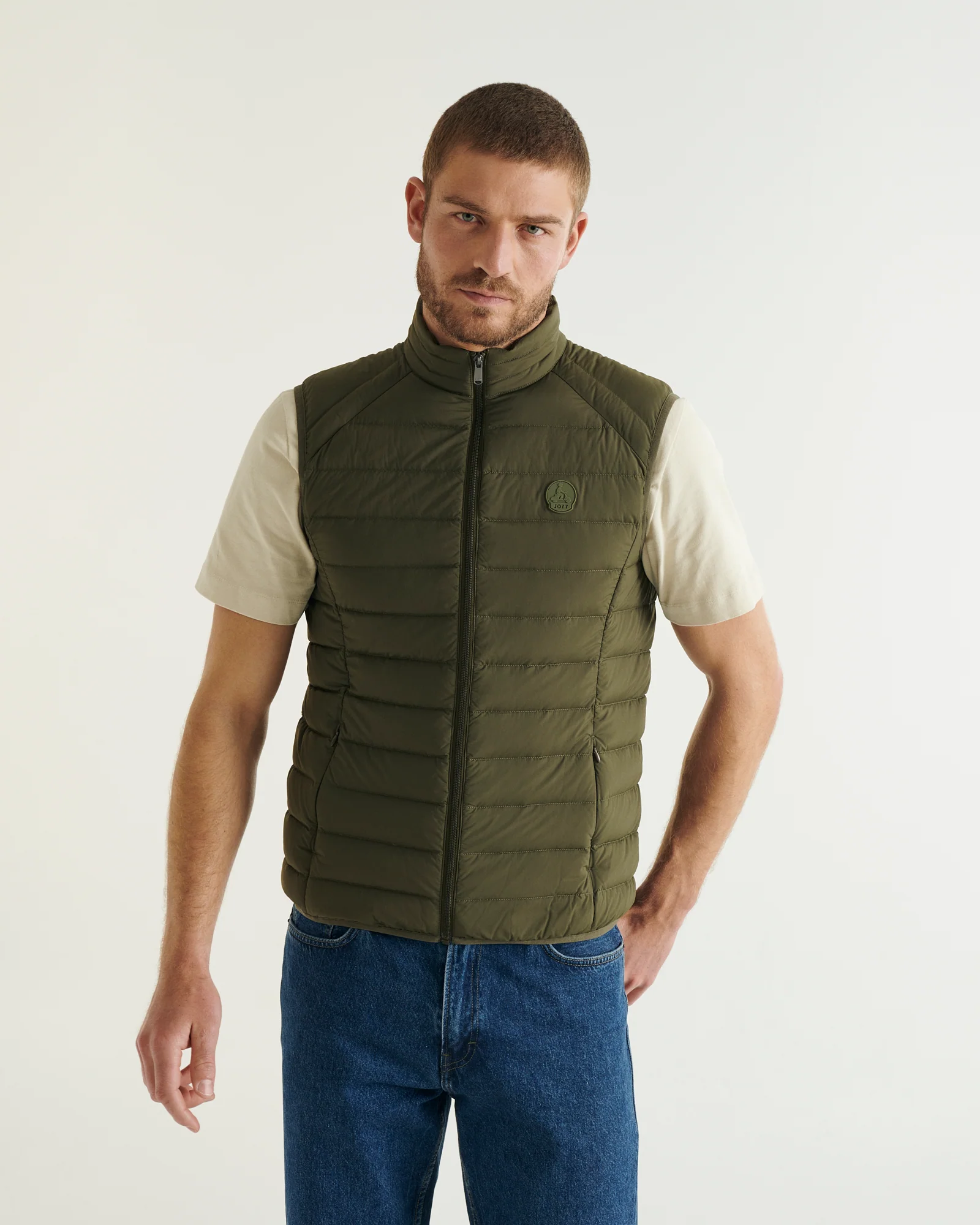 Down jacket sleeveless stretch Army Arafo