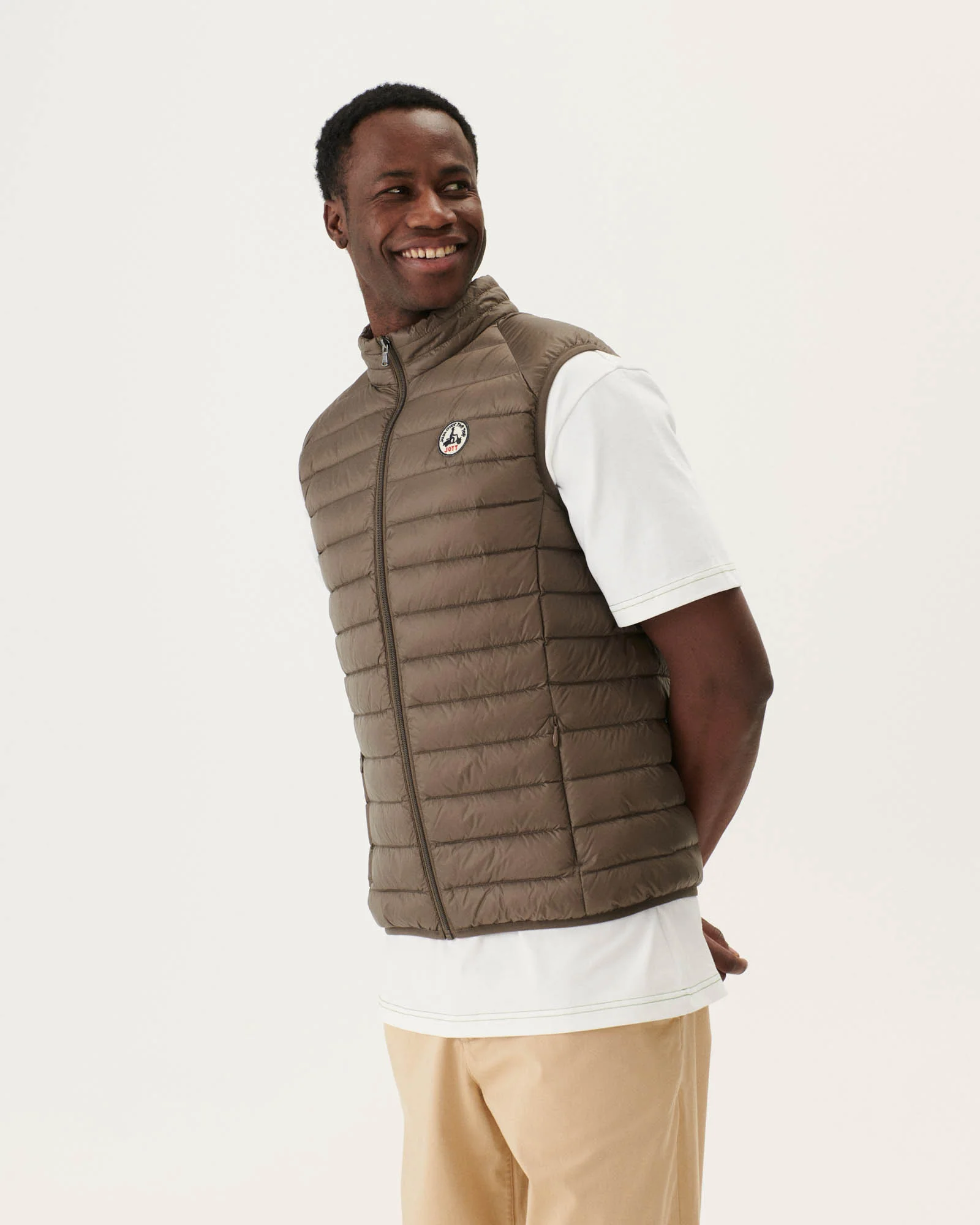 Taupe Sleeveless down jacket Tom