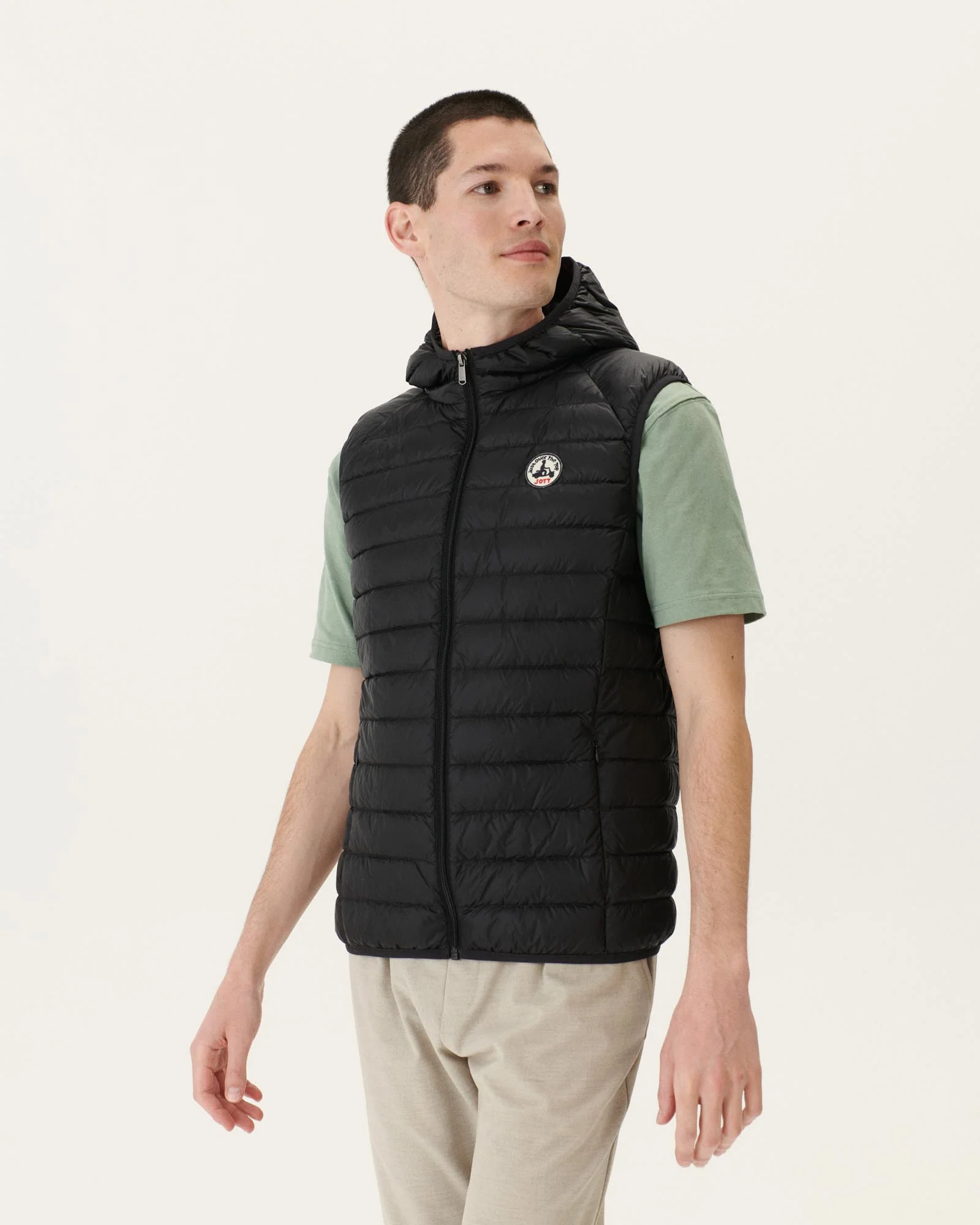 Black Pat sleeveless hooded down jacket