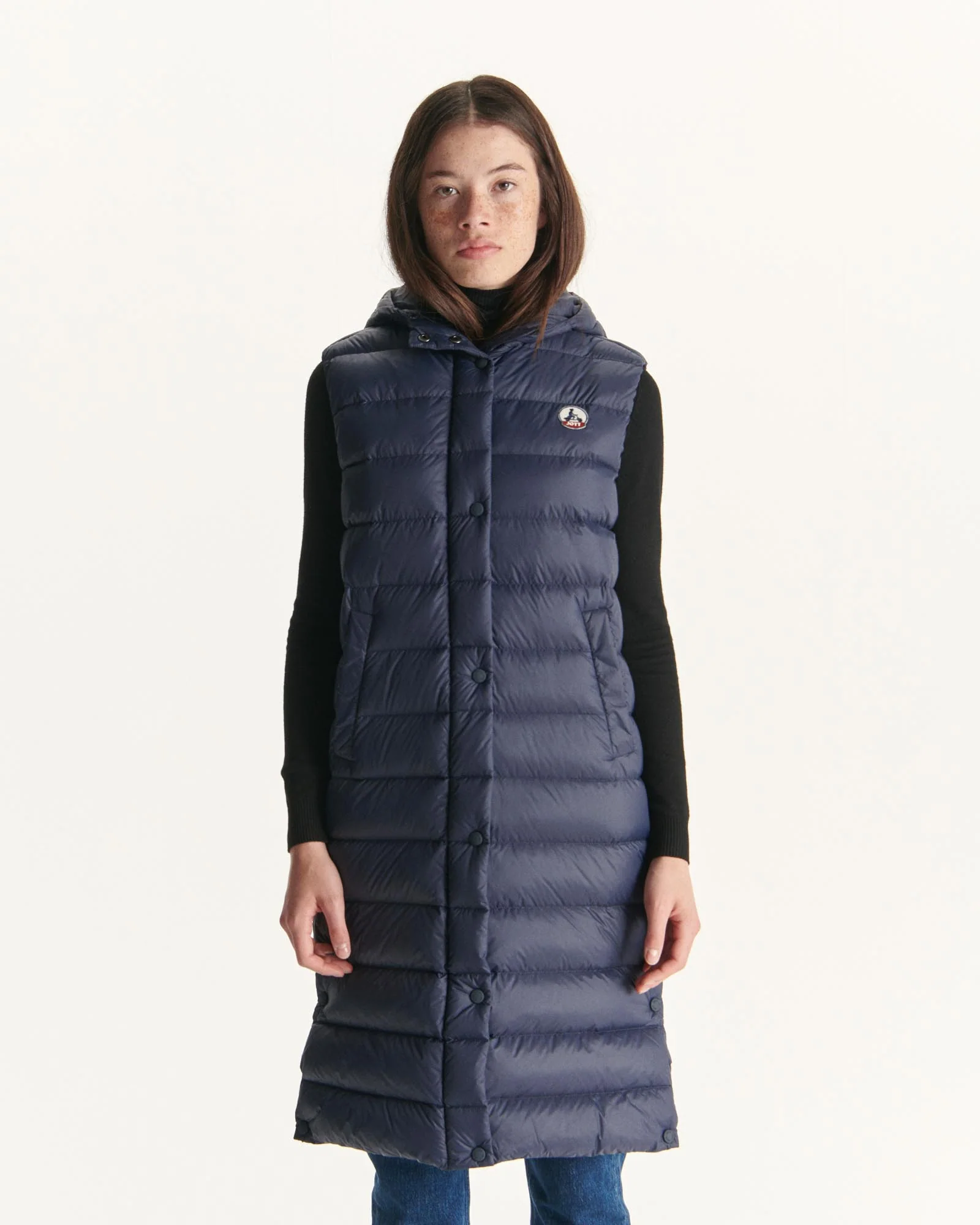 Down jacket long straight hooded Marine Lola