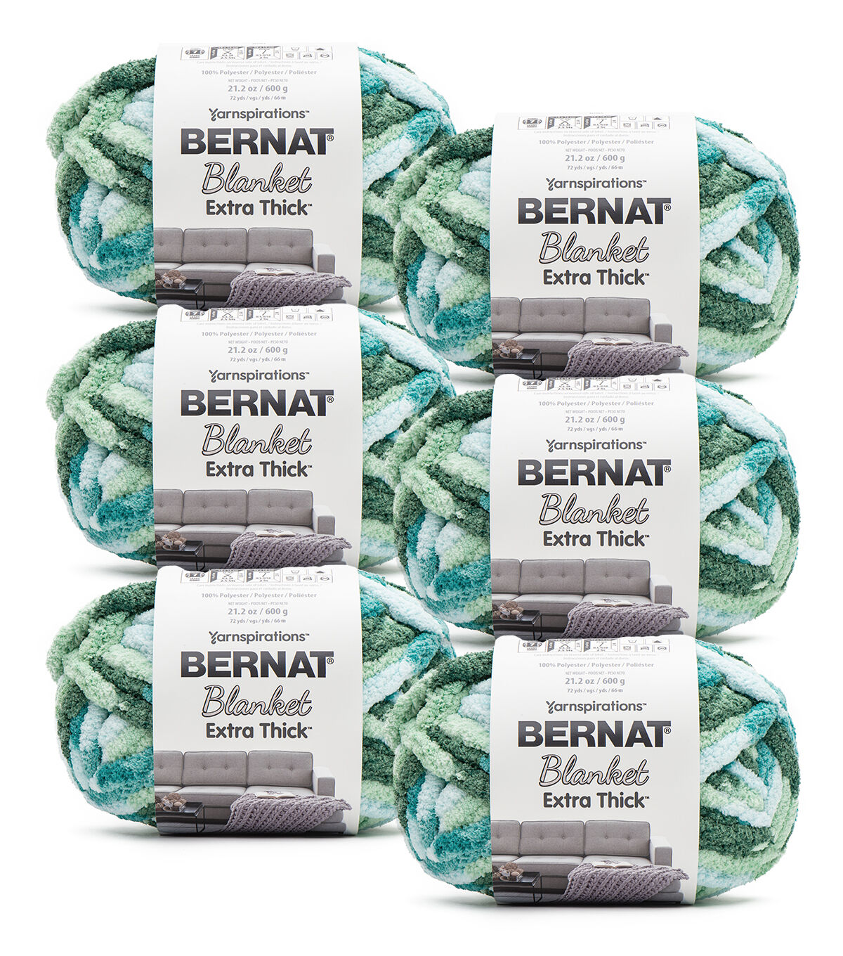 Bernat Extra Thick Blanket 72yds Jumbo Polyester Yarn 6 Bundle