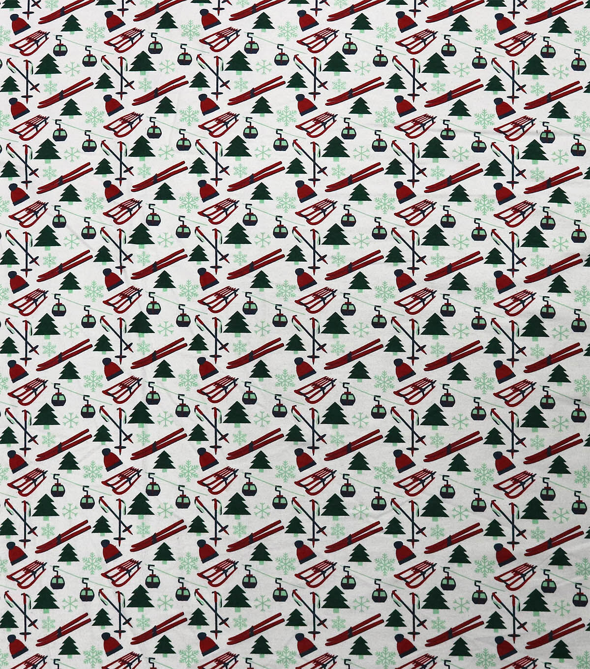 White Ski Icons Super Snuggle Flannel Fabric