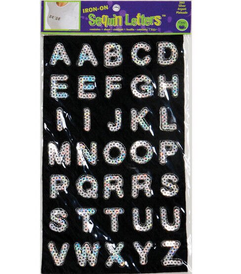 Dritz 1 Silver Sequin Block Iron On Letters 35ct