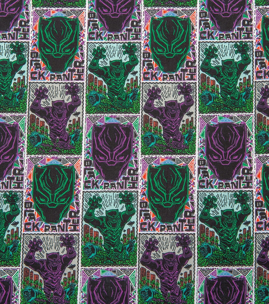 Black Panther Linocut Poster Cotton Fabric