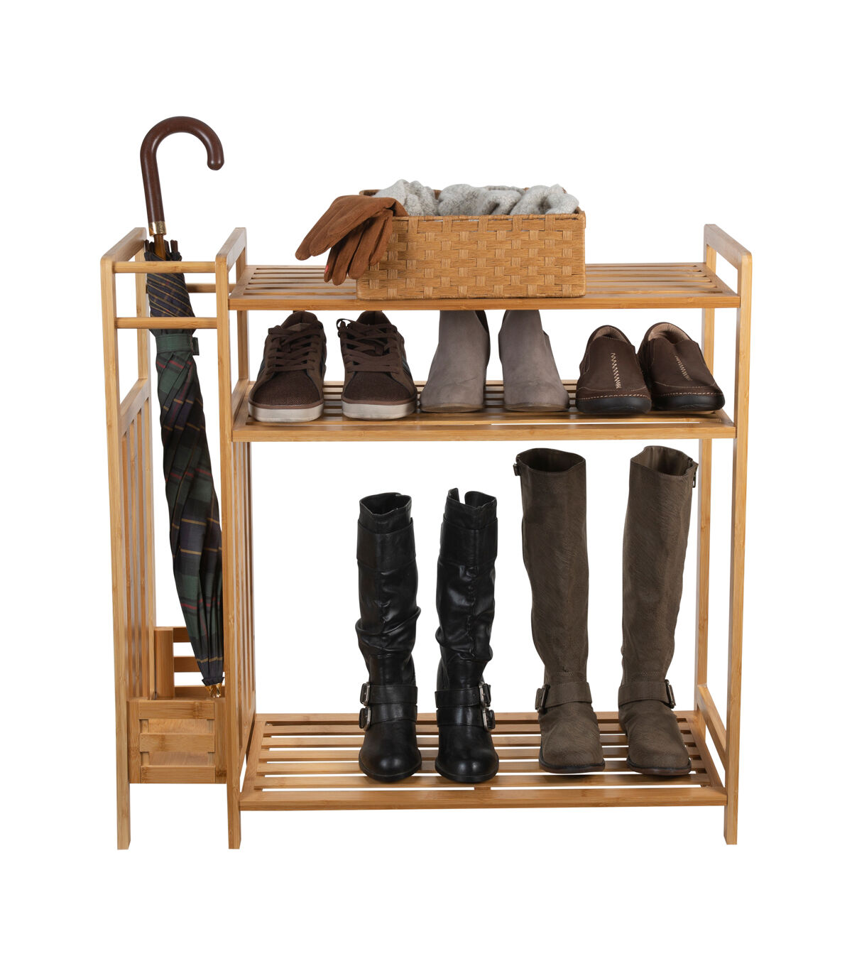 Organize It All 31.5 Bamboo Shoe Rack With Umbrella Stand