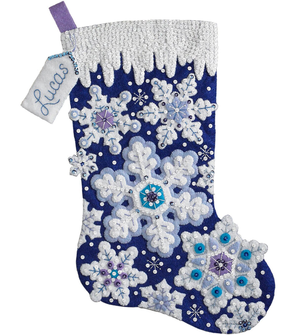 Bucilla 18 Sparkle Snowflake Stocking Needle Felting Applique Kit