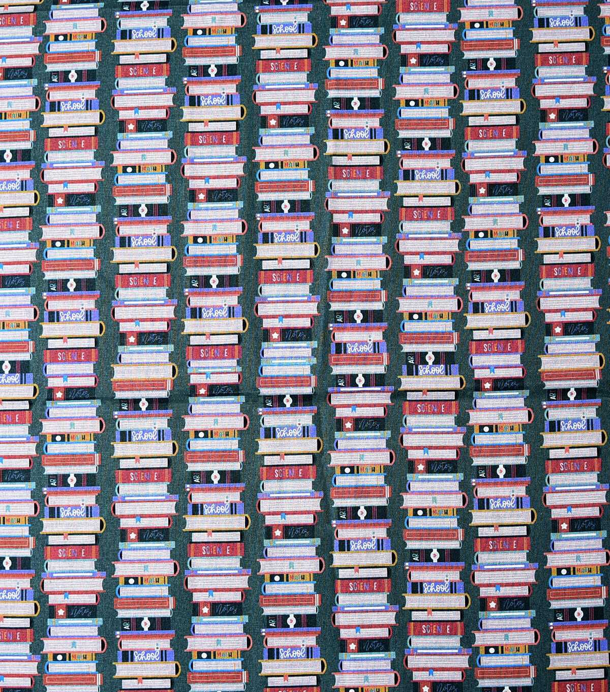 Books On Green Novelty Print Fabric