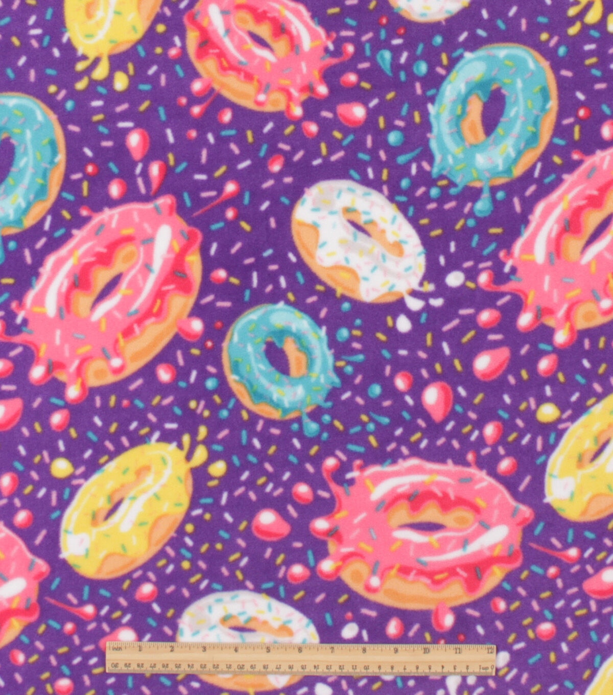 Donuts on Purple Anti Pill Fleece Fabric