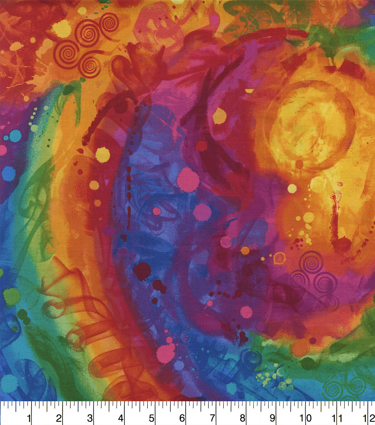 Hi Fashion Rainbow Splatter Premium Print Cotton Fabric