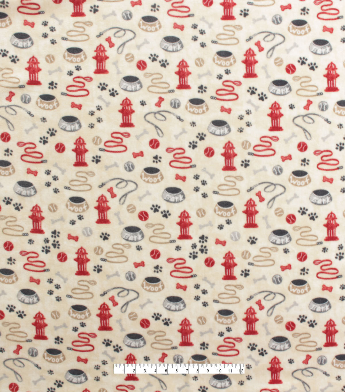 Dog Accessories on Cream Anti Pill Fleece Fabric