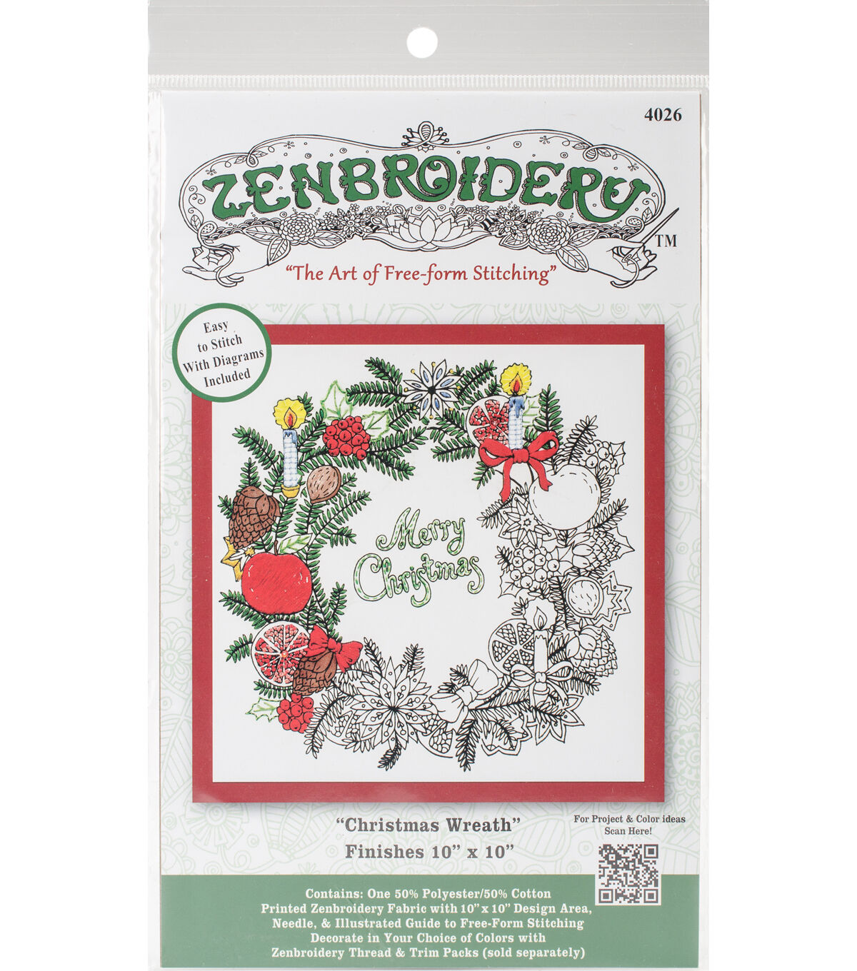 Design Works 10 Christmas Wreath Stamped Embroidery Kit