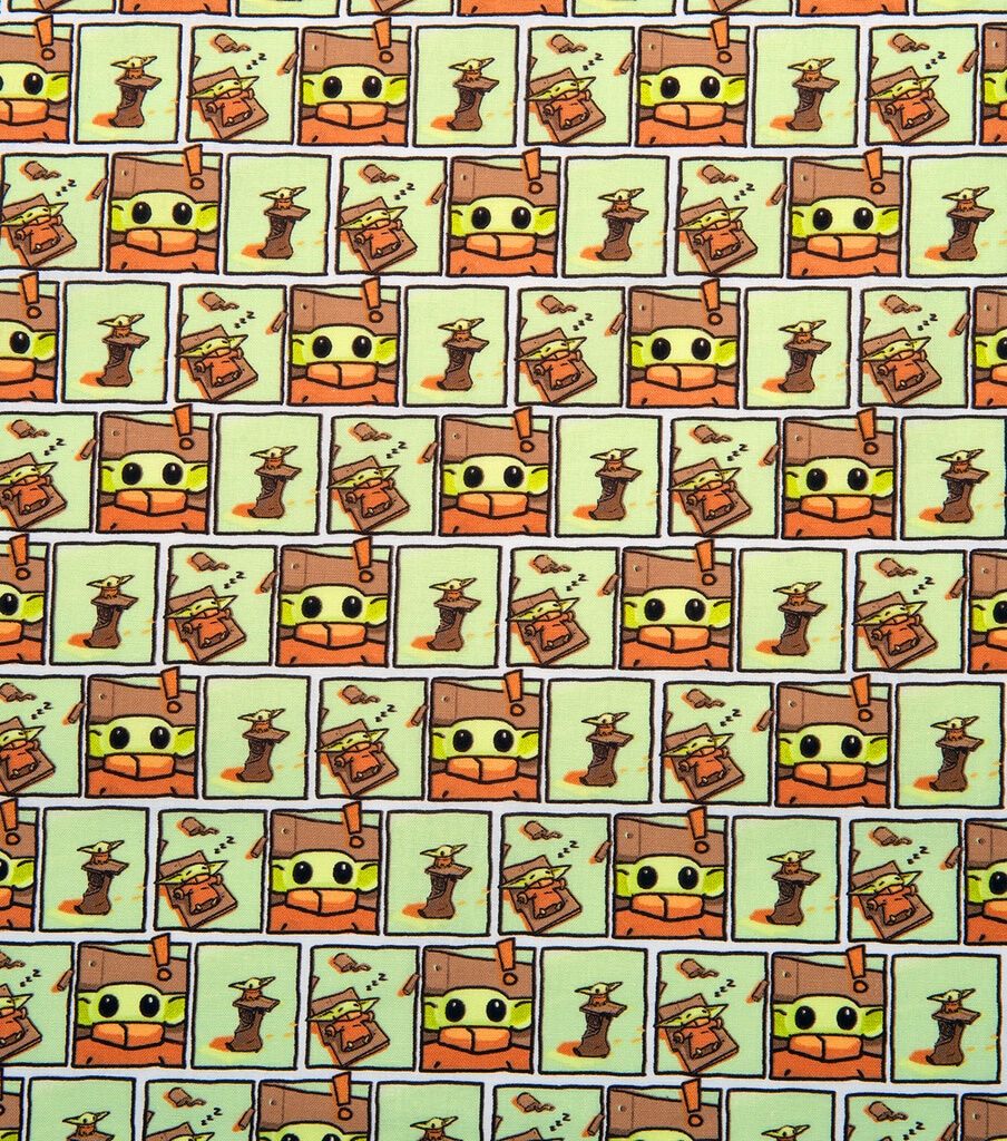 Mandalorian Child Paint Frames Cotton Fabric