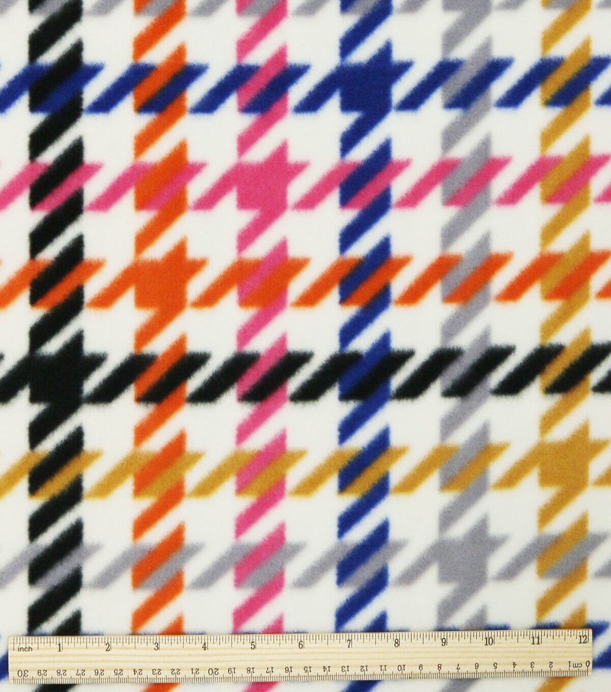 Rainbow Houndstooth Anti Pill Fleece Fabric